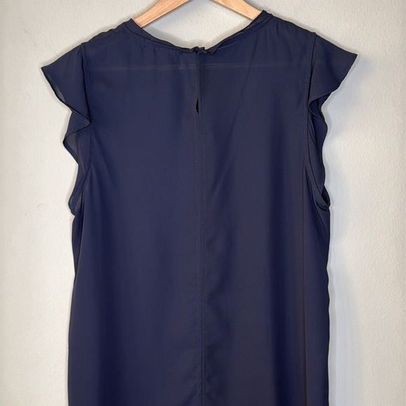 Gibson Nordstrom Flutter Sleeve Sleeveless Flowy Top in Navy Size XL - Picture 6 of 10